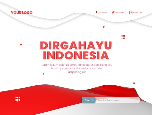 3d-ontwerpbanner voor onafhankelijkheid van indonesië