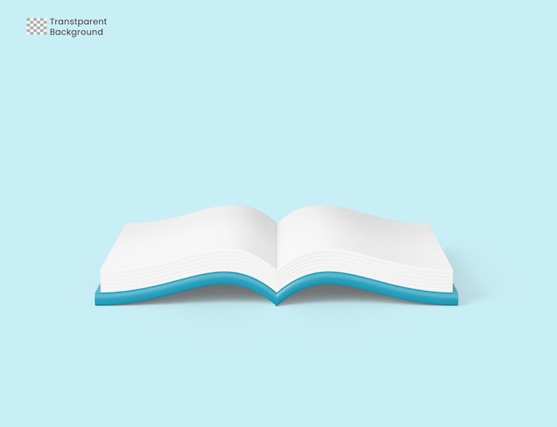 PSD 3d open boek op blauwe achtergrond, online onderwijs