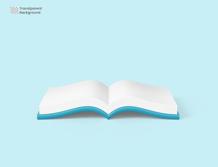 PSD 3d open book on blue background, online education