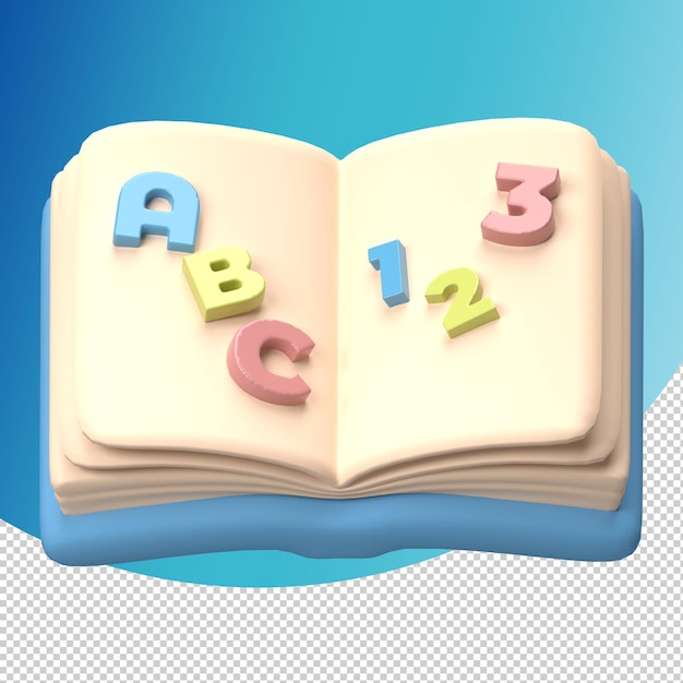 PSD 3d open book illustration top view