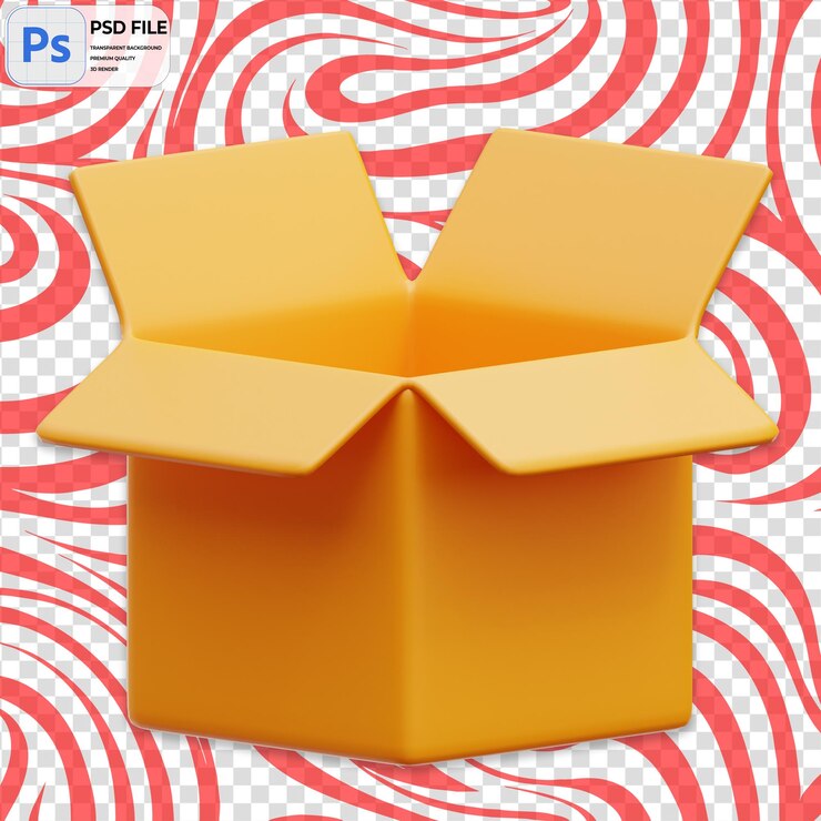 PSD 3d open box icon geïsoleerde png illustratie psd template
