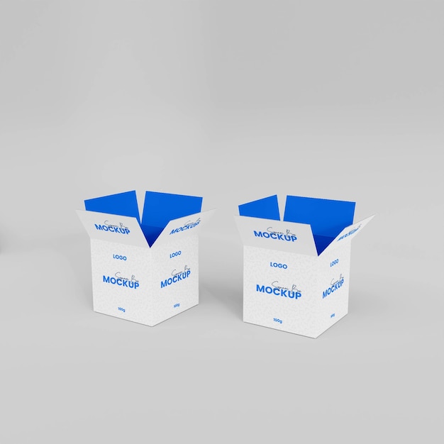 3d open and close square box mockup