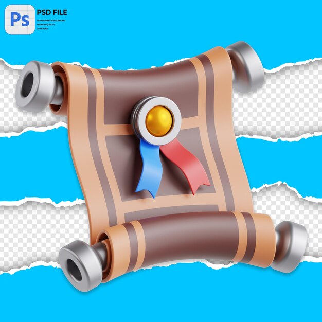 PSD 3d open roll paper illustration render icon isolated png