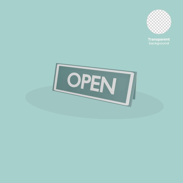 3D Open Sign Icon PSD