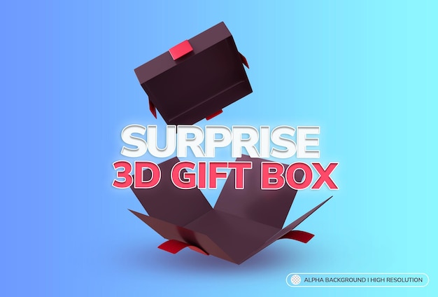 열린 깜짝 선물 상자 모형의 3d