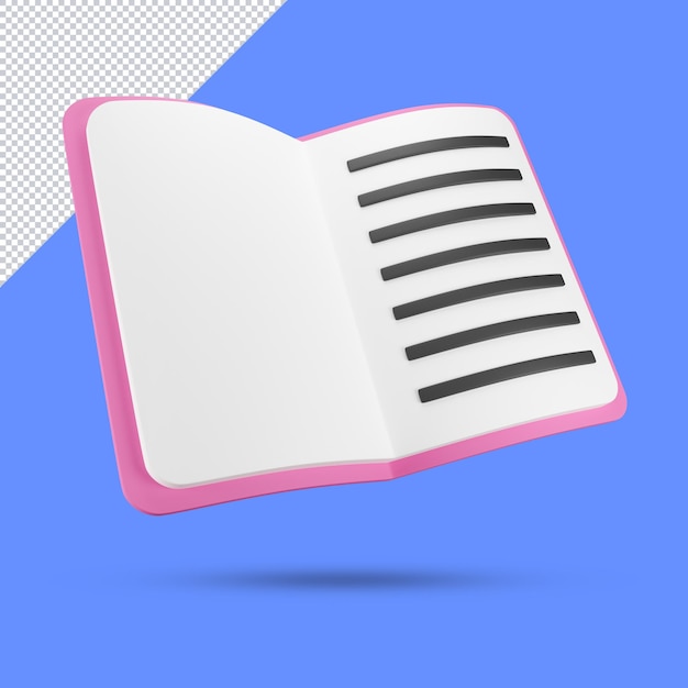 PSD 3d opening textbook icon 3d render illustration