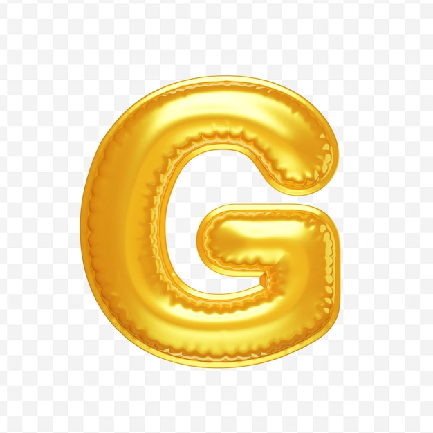 3d opgeblazen letter g in de vorm van een gele ballon geïsoleerde 3d illustratie