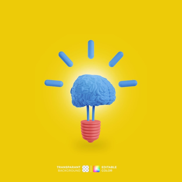3D-oplossingssymboolpictogram met hersenen Een innovatief en slim ontwerp Perfect voor web en app