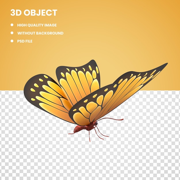 3d orange butterfly