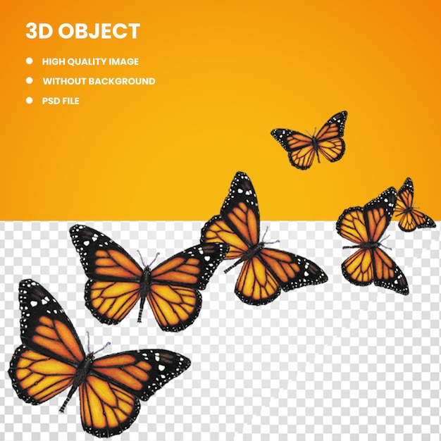 3d 주황색 나비