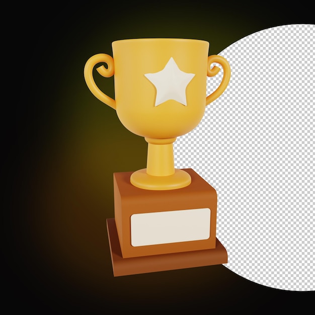 3D Orange Gold Trophy with Star Premium PSD