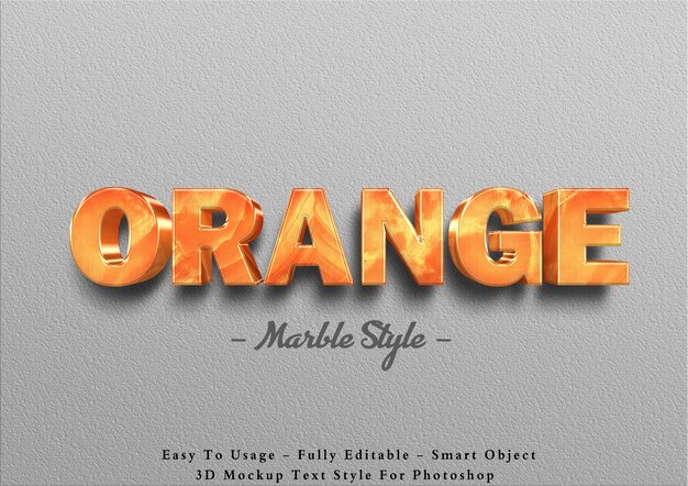 3d orange marble text effect template