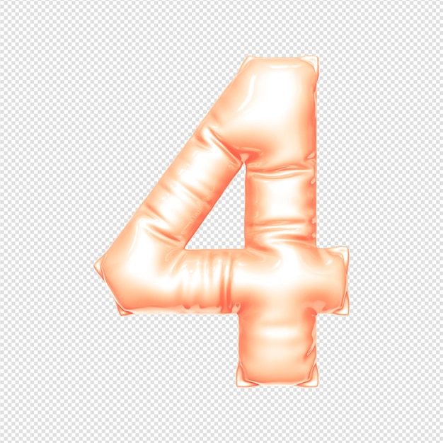 PSD a 3d orange number 4 with a transparent background.