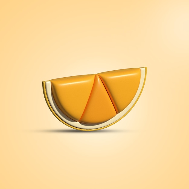 PSD 3d orange slice with a yellow background