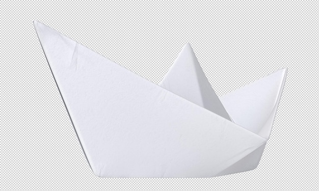 3d origami paper boat rendered isolated