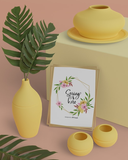 PSD 3d ornaments and hello spring card