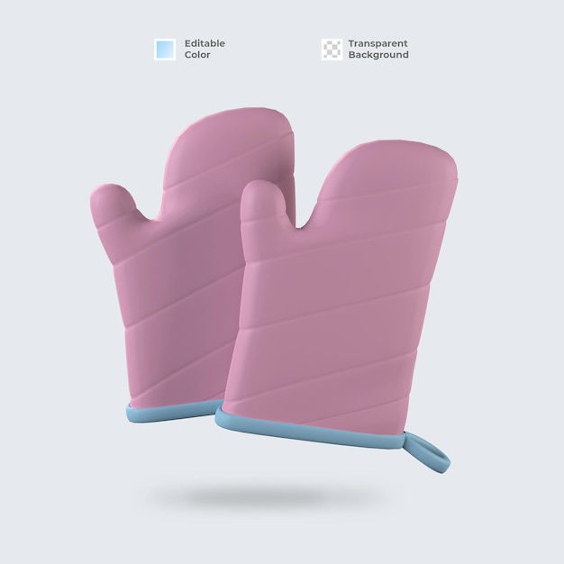 3d oven glove icon render isolated