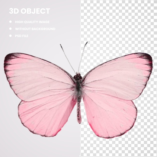 3d Накладывает розовую и черную бабочку
