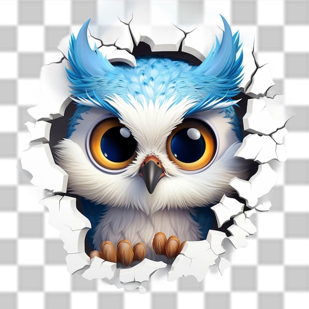 PSD 3d owl sticker clipart sublimazione png
