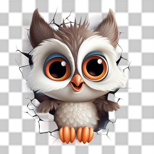 PSD 3d owl sticker clipart sublimation png