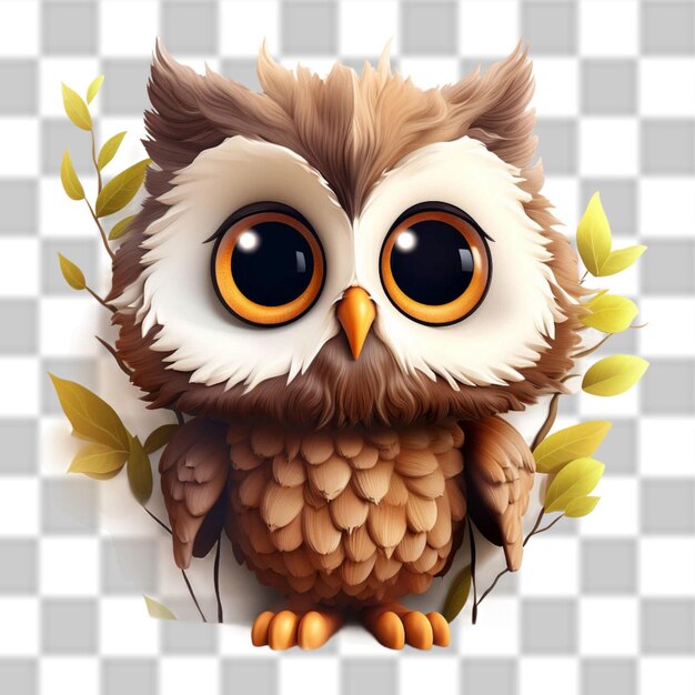 PSD 3d owl sticker clipart sublimazione png