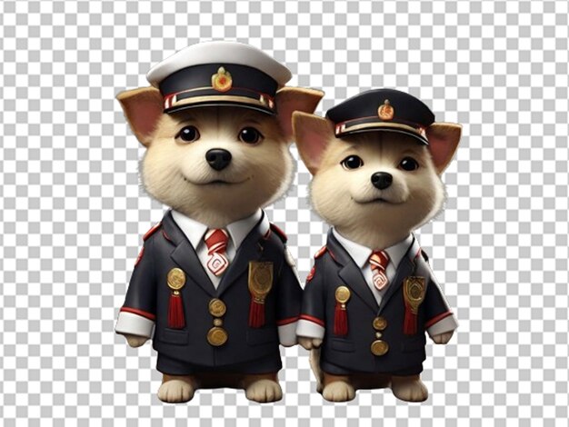 PSD 3d-paar hond in hoofduniform