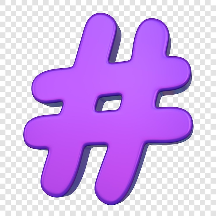 PSD 3d paarse hashtag icoon