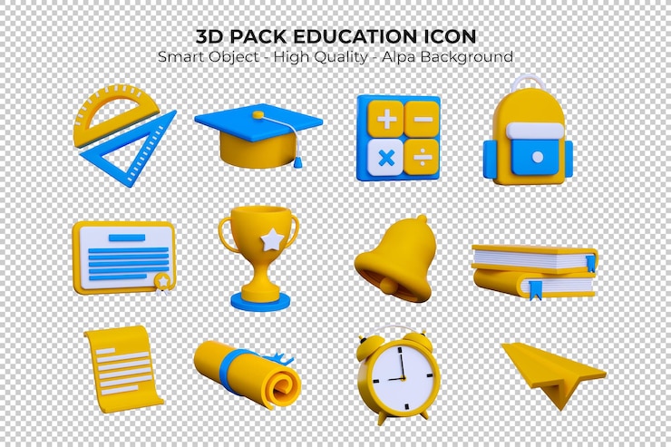 3d pack education icon isolated