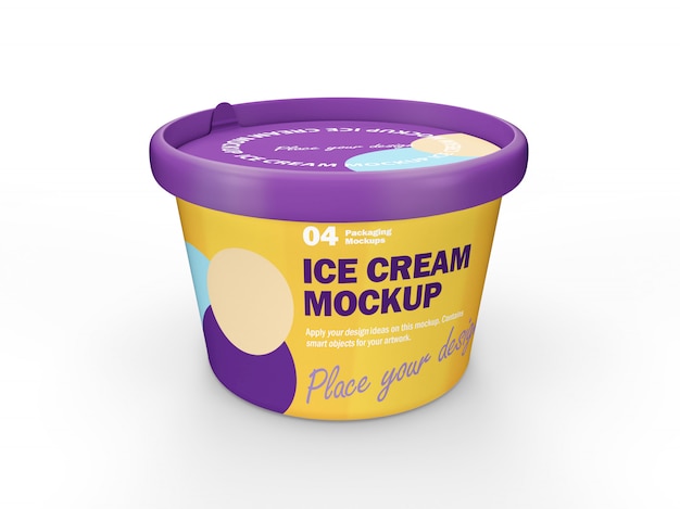 PSD 3d packaging design mockup of ice cream cup