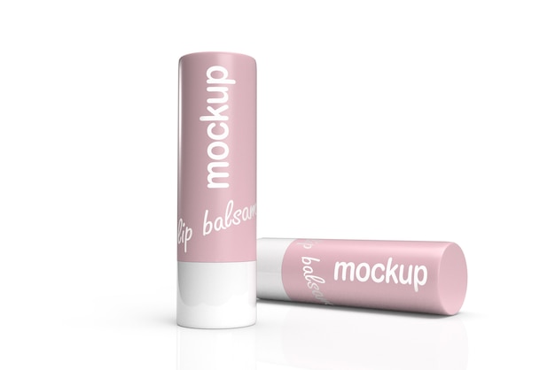 3d packaging design mockup of two lip balsams