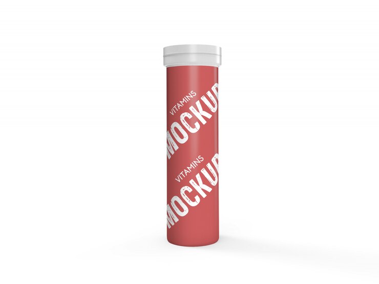 PSD 3d packaging design mockup of vitamins container