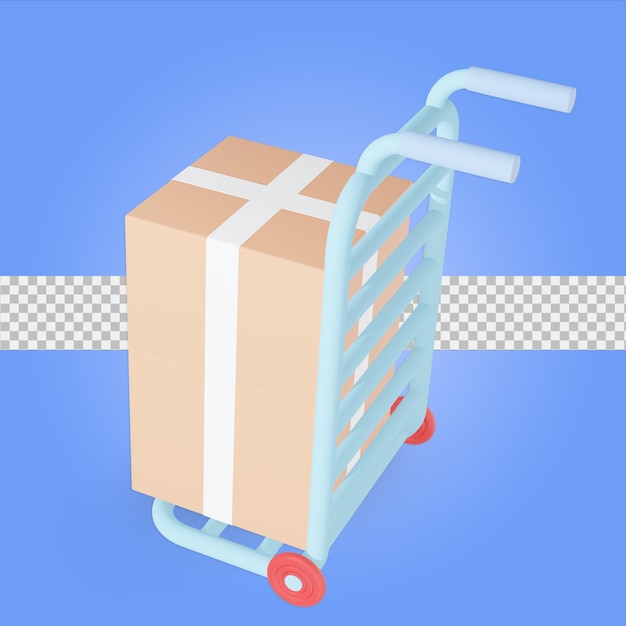 PSD 3d packaging with hand truck