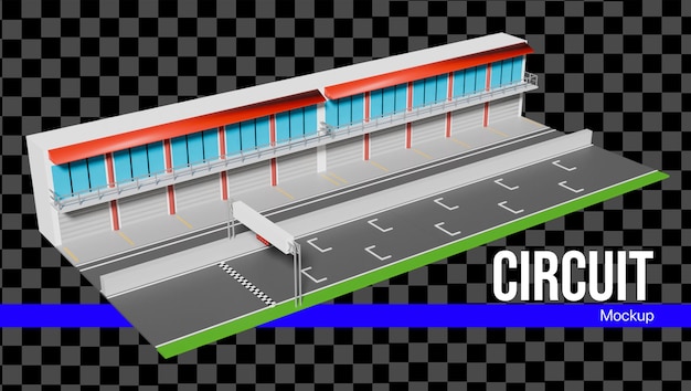 a 3D Paddock circuit pitstop circuit mockup