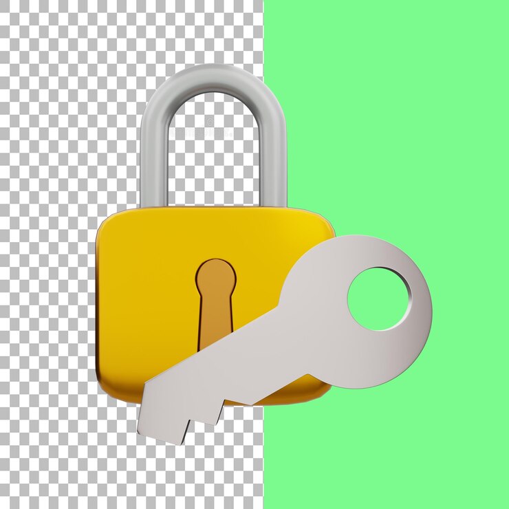 PSD 3d padlock and key free psd