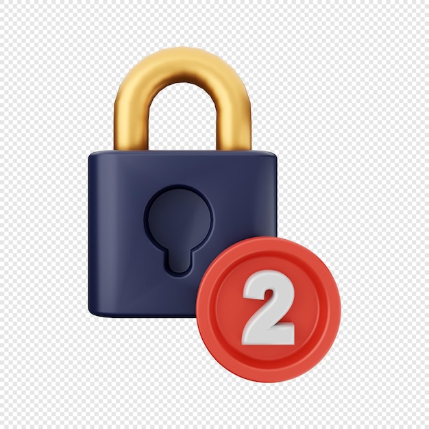 3d padlock notification icon illustration