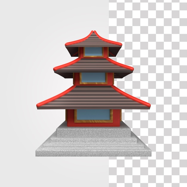 PSD illustrazione 3d della pagoda