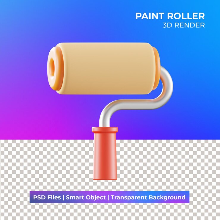 PSD 3d paint roller illustration isolated  
