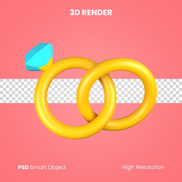 PSD 3d a pair of wedding rings render isolated