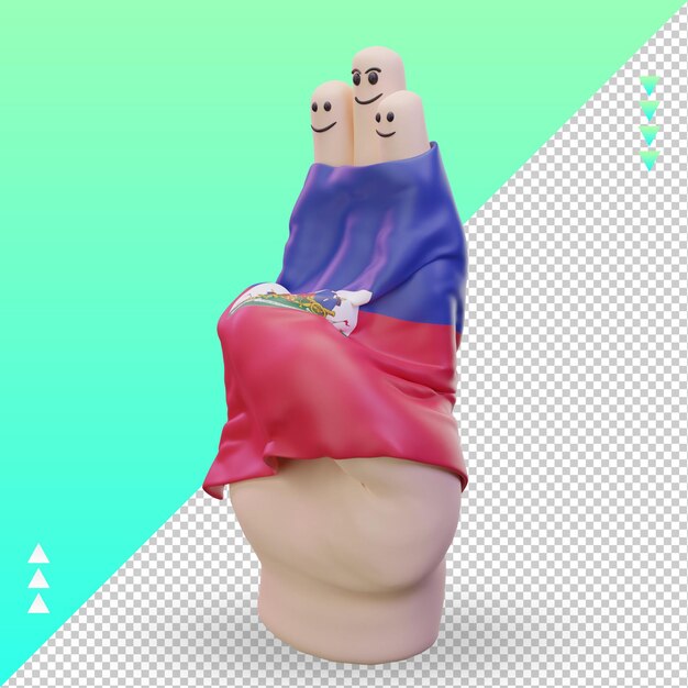 3d palec dnia przyjaźni flaga Haiti renderująca prawy widok