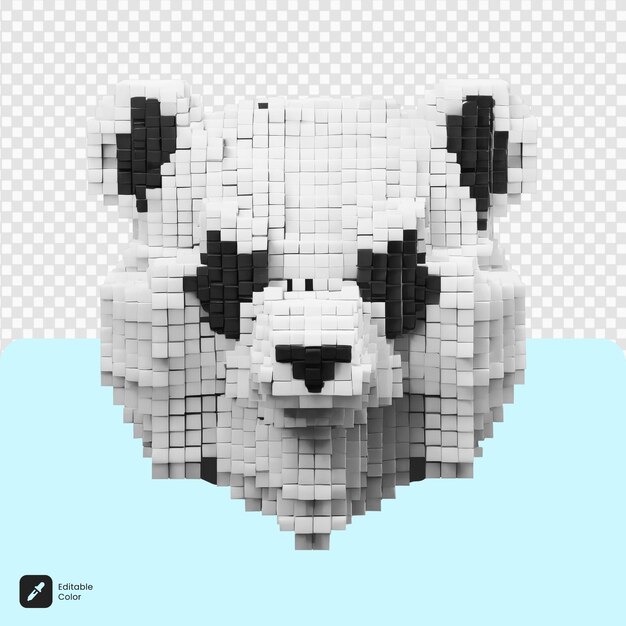 PSD 3d panda hoofd voxel art geïsoleerd