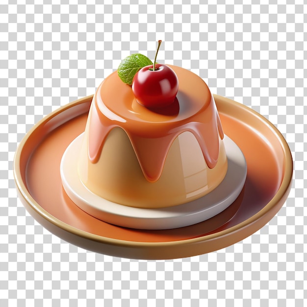 3d panna cotta isolated on transparent background