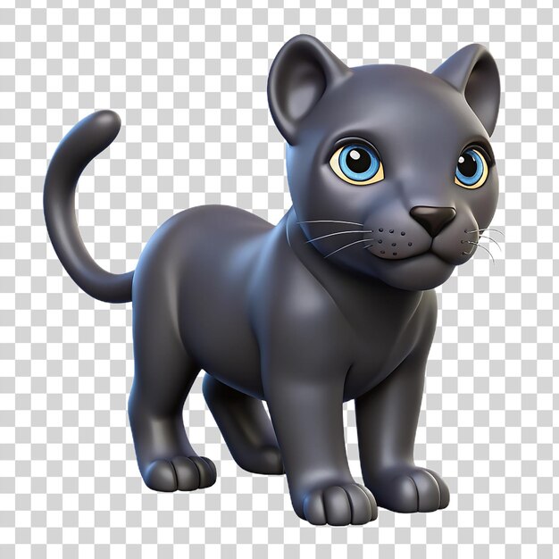 PSD a 3d panther kitten on transparent background