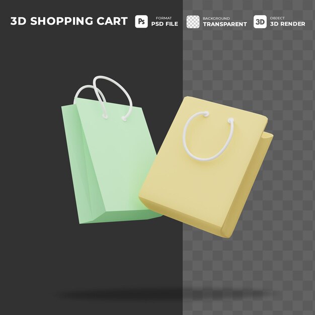 CONCETTO DI ICONA SHOPPING SACCO DI CARTA 3D PER LA PROMOZIONE ONLINE