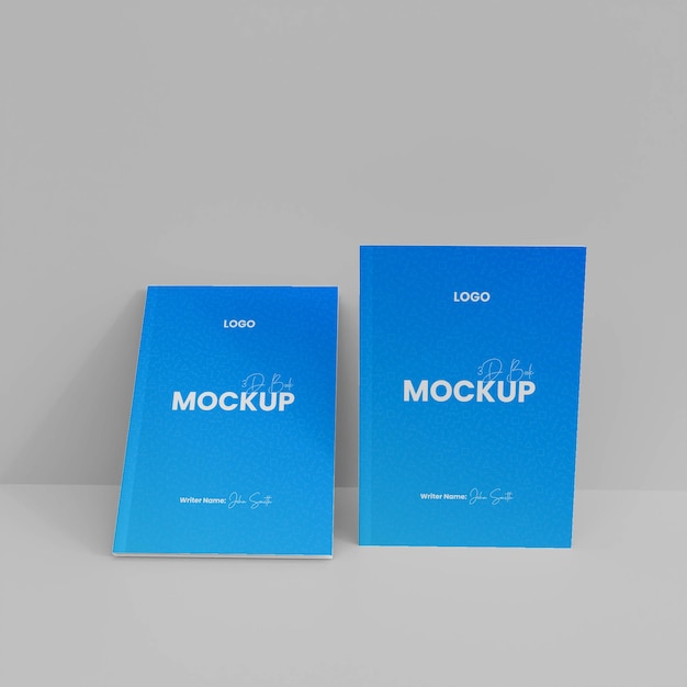 3d paper book mockup isolated