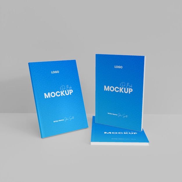 3d paper book mockup isolated