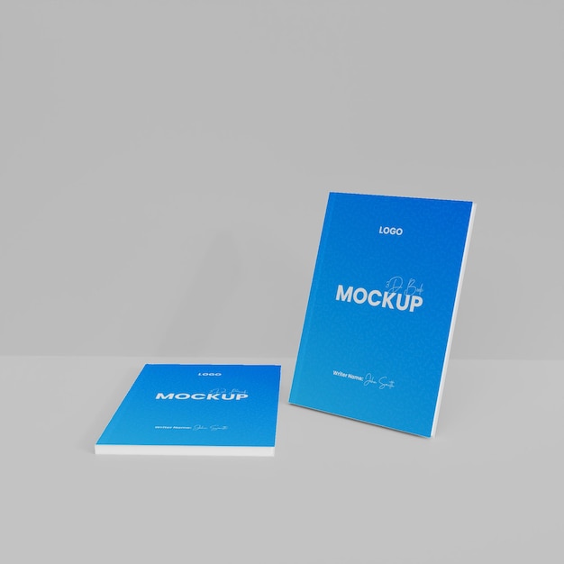 3d paper book mockup isolated