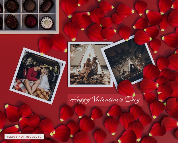 PSD 3d paper photo valentine day mockup