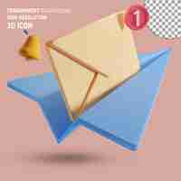 PSD 3d paper plane with message box