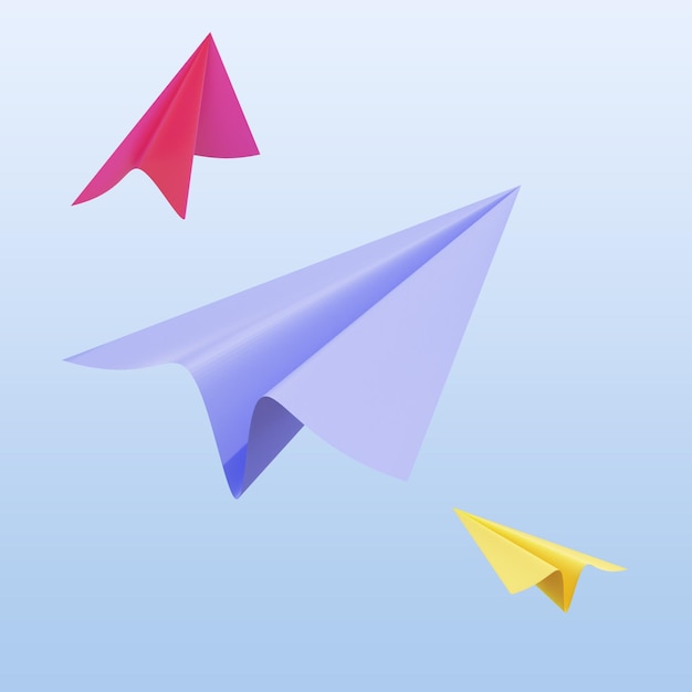 3D Paper Planes 3d render transparent