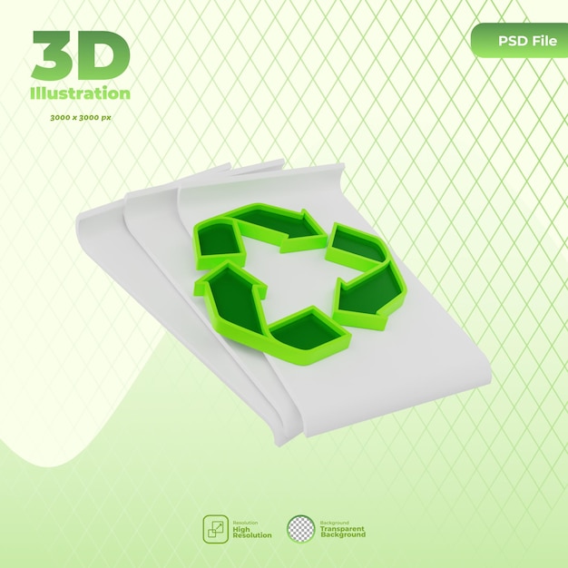 3d paper recycling icon illustration